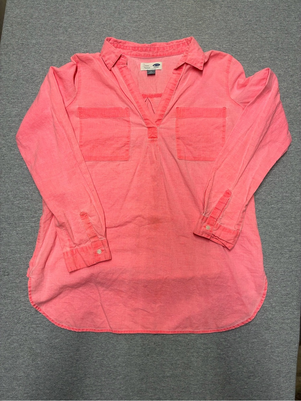 Old Navy Coral Pink Split V-Neck Long Sleeve Tunic